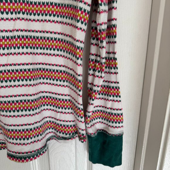 EUC Victoria’s Secret Thermal Top Fair Isle Cream, Pink, and Green Color, Size L - Picture 13 of 14